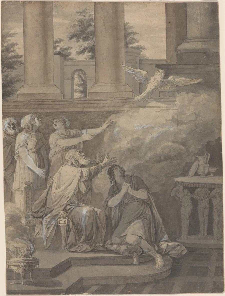 Pallas Athene in the Form of a Bird Leaving Nestor and Telemachus by Jean-Jacques-François Le Barbier I