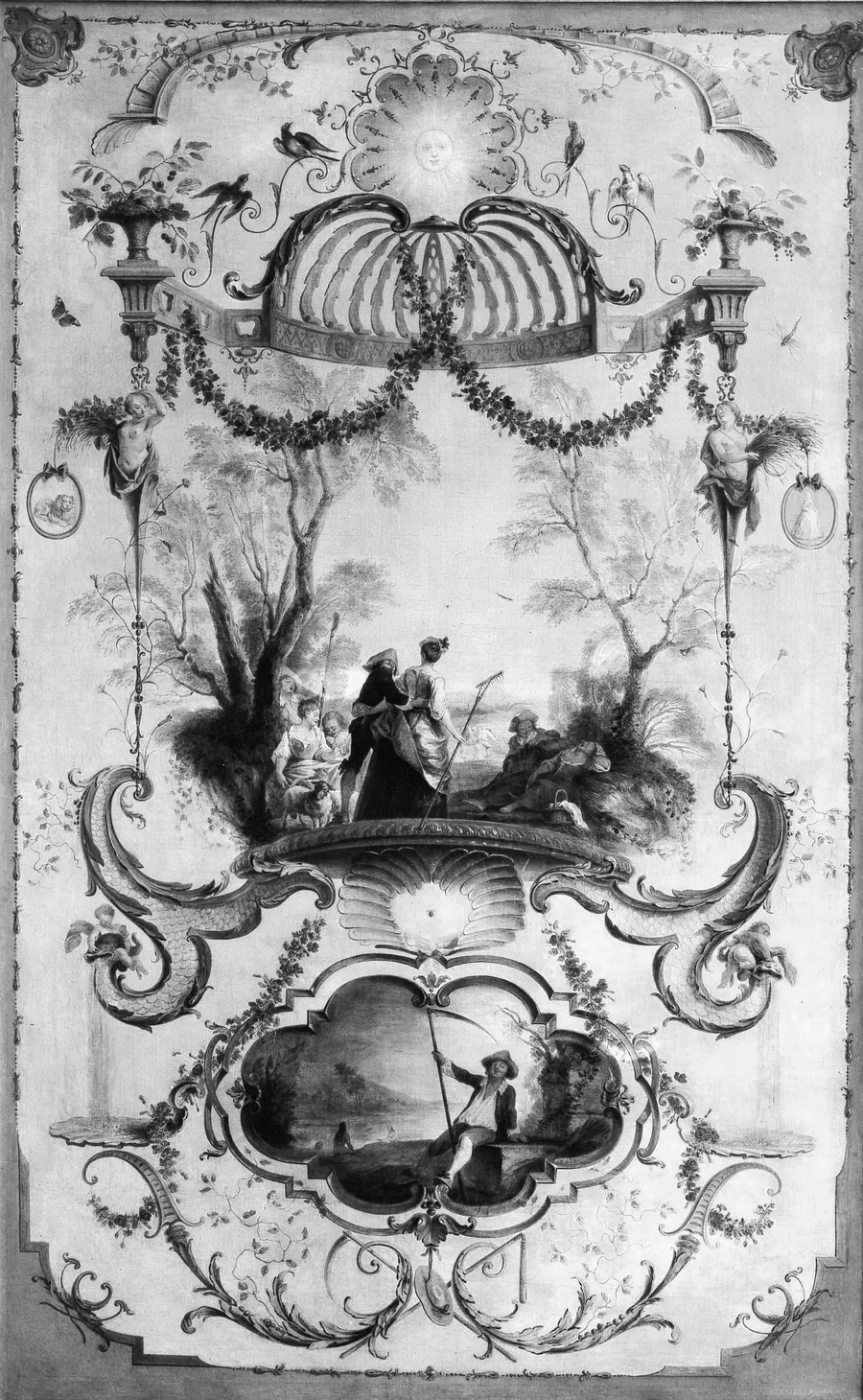 July and August (part of a set illustrating months of the year) by Antoine Watteau