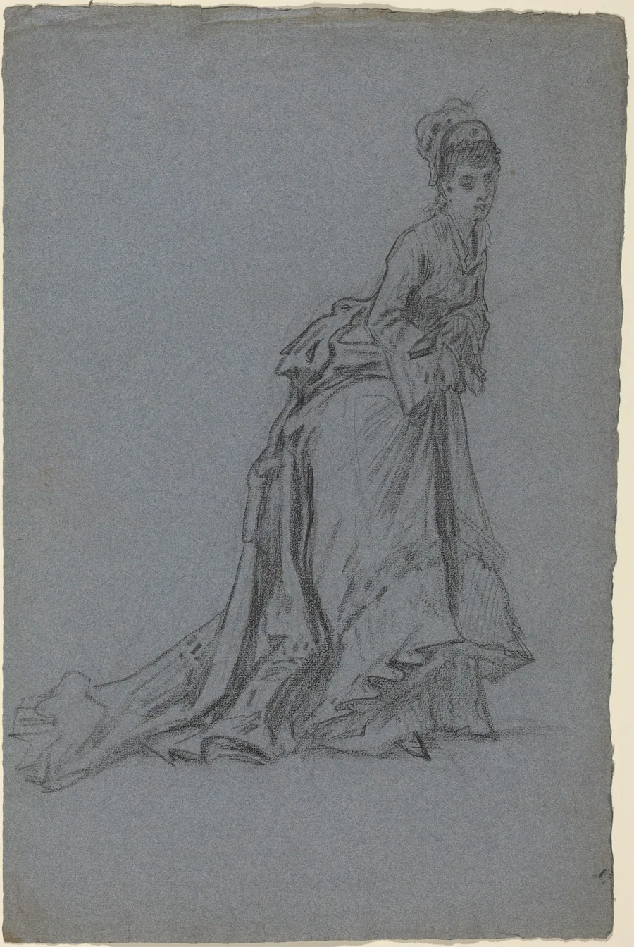 Fashionable Young Woman Stepping Forward by French 19th Century