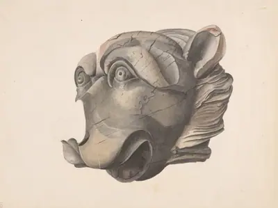 Carved Cat Head (Detail)