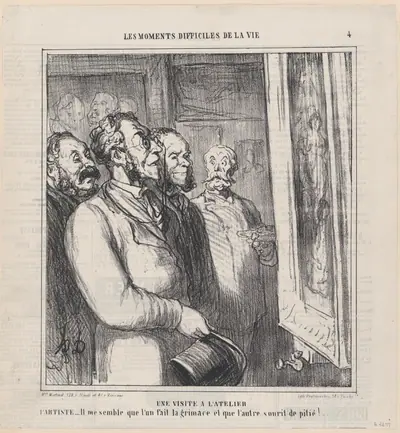 A visit to the studio, from 'The difficult moments of life,' published in Le Charivari, March 28-29, 1864