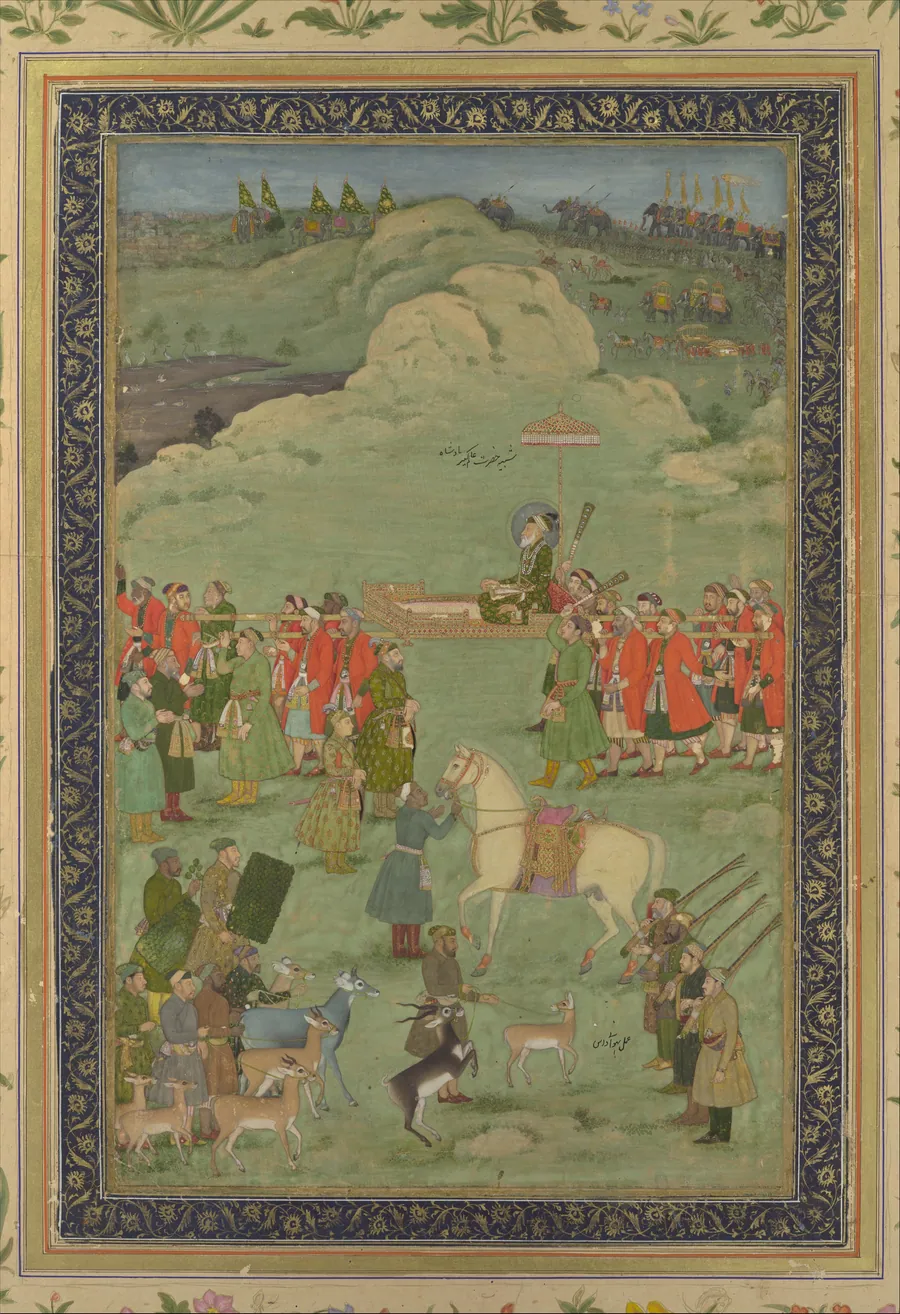 The Emperor Aurangzeb Carried on a Palanquin by Bhavanidas