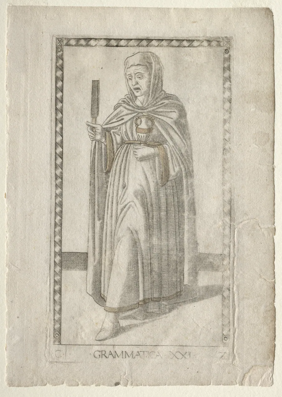 Grammar (from the Tarocchi, series C:  Liberal Arts, #21) by Master of the E-Series Tarocchi