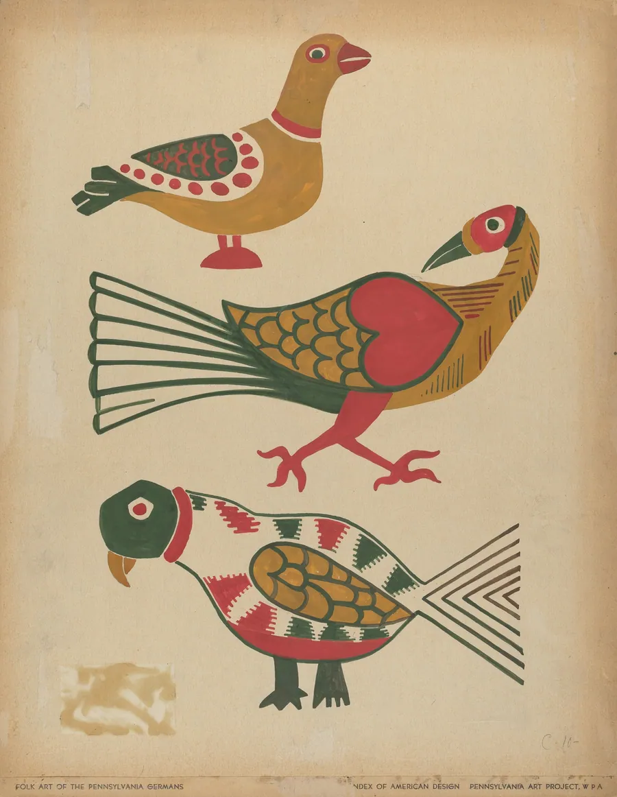 Drawing for Plate 10: From the Portfolio "Folk Art of Rural Pennsylvania" by American 20th Century