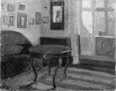 Interiør fra kunstnerens dagligstue