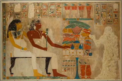 Rekhmire and Mother Receiving Offerings, Tomb of Rekhmire
