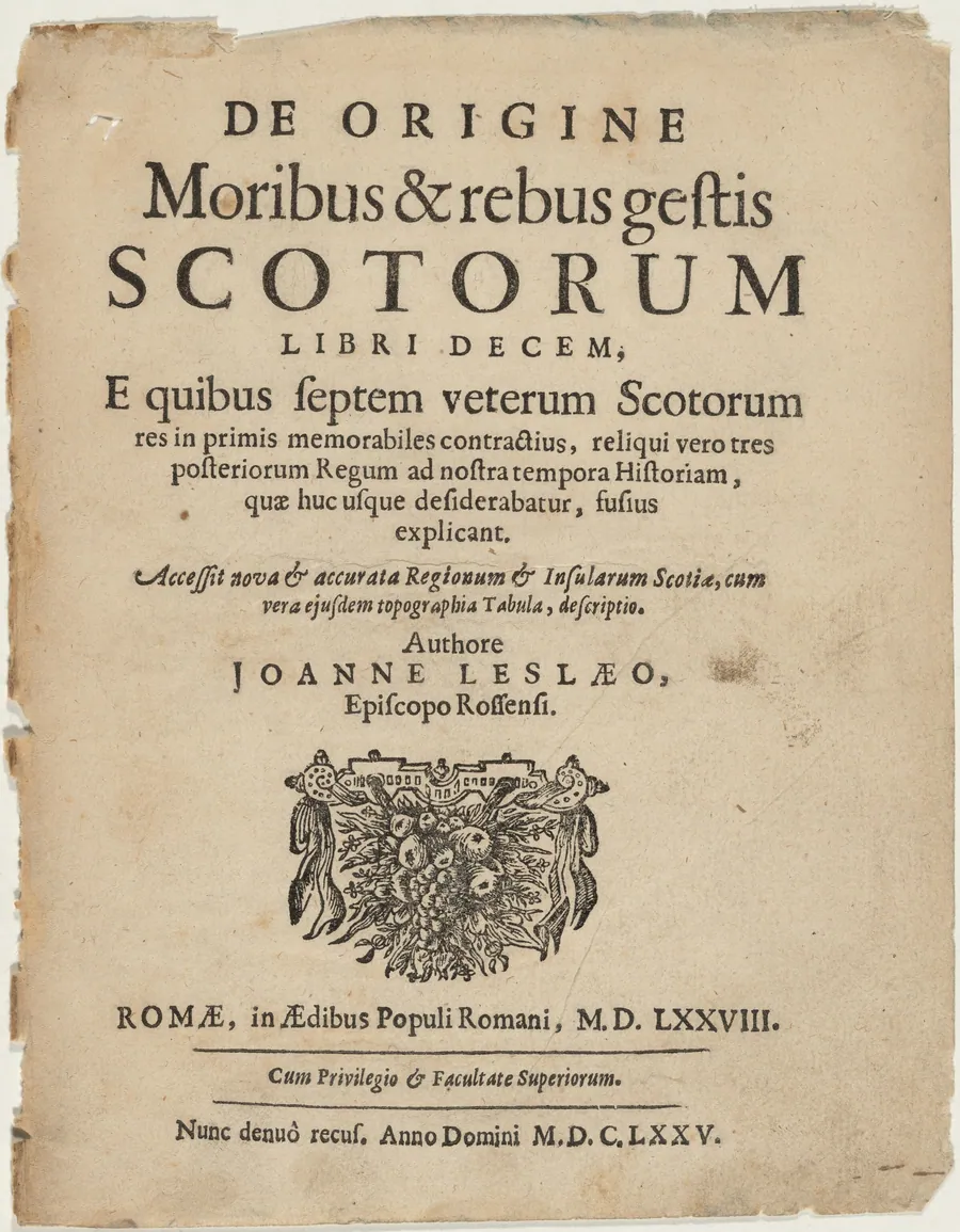 Title Page to De Origine Moribus by Joanne Leslaeo by Unknown 19th Century