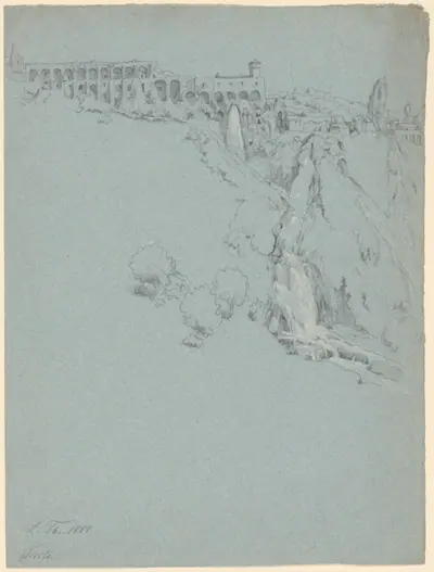 The Waterfall at Tivoli with the Villa of Maecenas