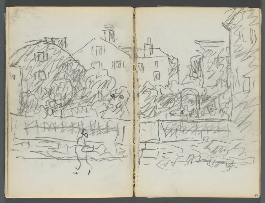 Sketchbook, The Dells, N° 127, page 094 & 95: Village Street by Maurice Prendergast