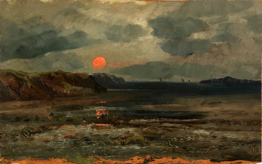Sunrise over Fishing Waters--Maine by William E. Norton, born Boston, MA 1843-died New York City 1916