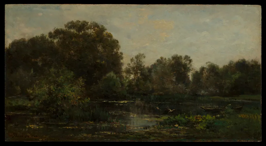 A River Landscape with Storks by Charles-François Daubigny