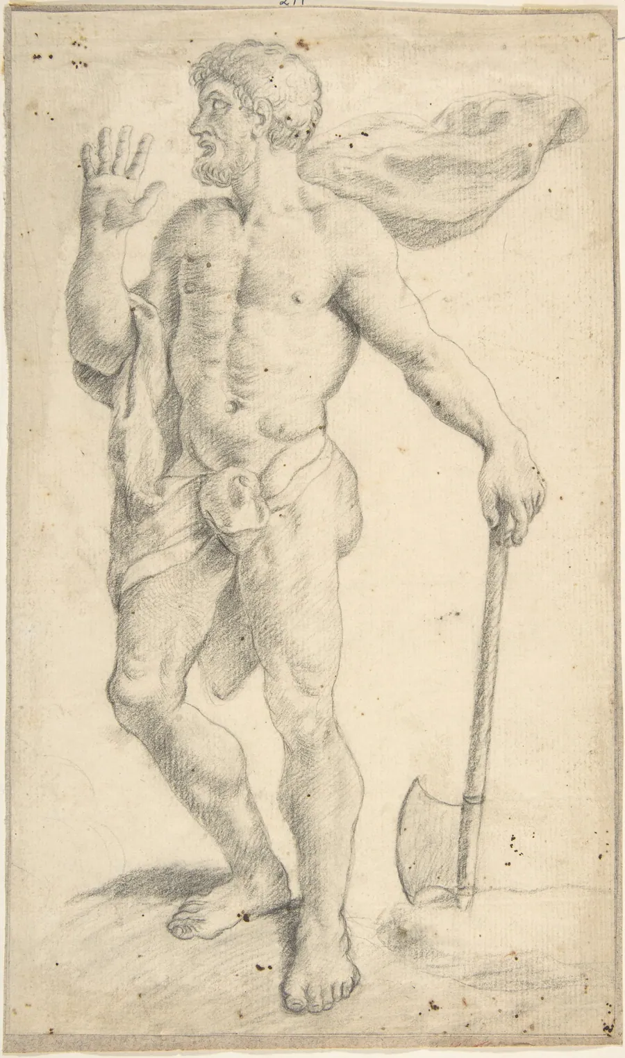 Standing Male Nude Figure by Anonymous, Spanish, School of Seville, 17th century