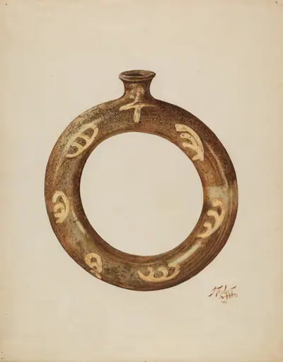 Ring-shaped Pottery Bottle