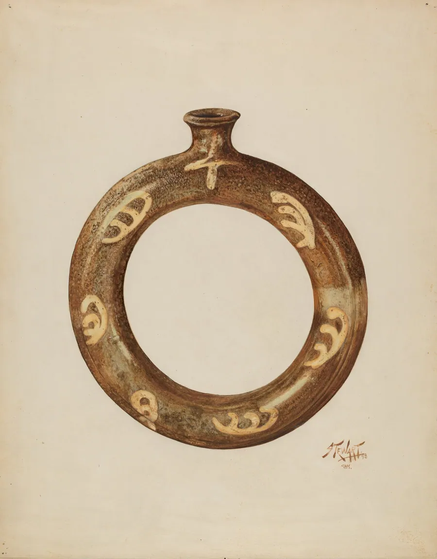 Ring-shaped Pottery Bottle by Claude Marshall