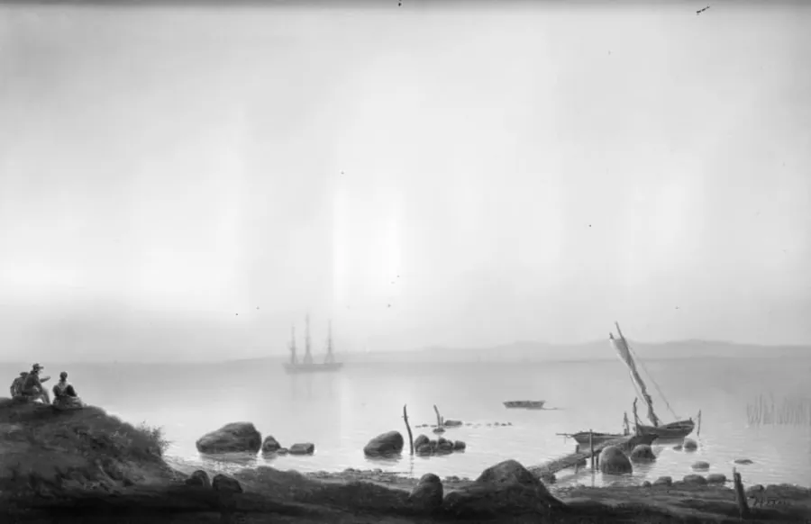 Nordlyset, natten fra den 16. til den 17. september 1838, set fra Hellebæks kyst by F.M.E. Fabritius de Tengnagel