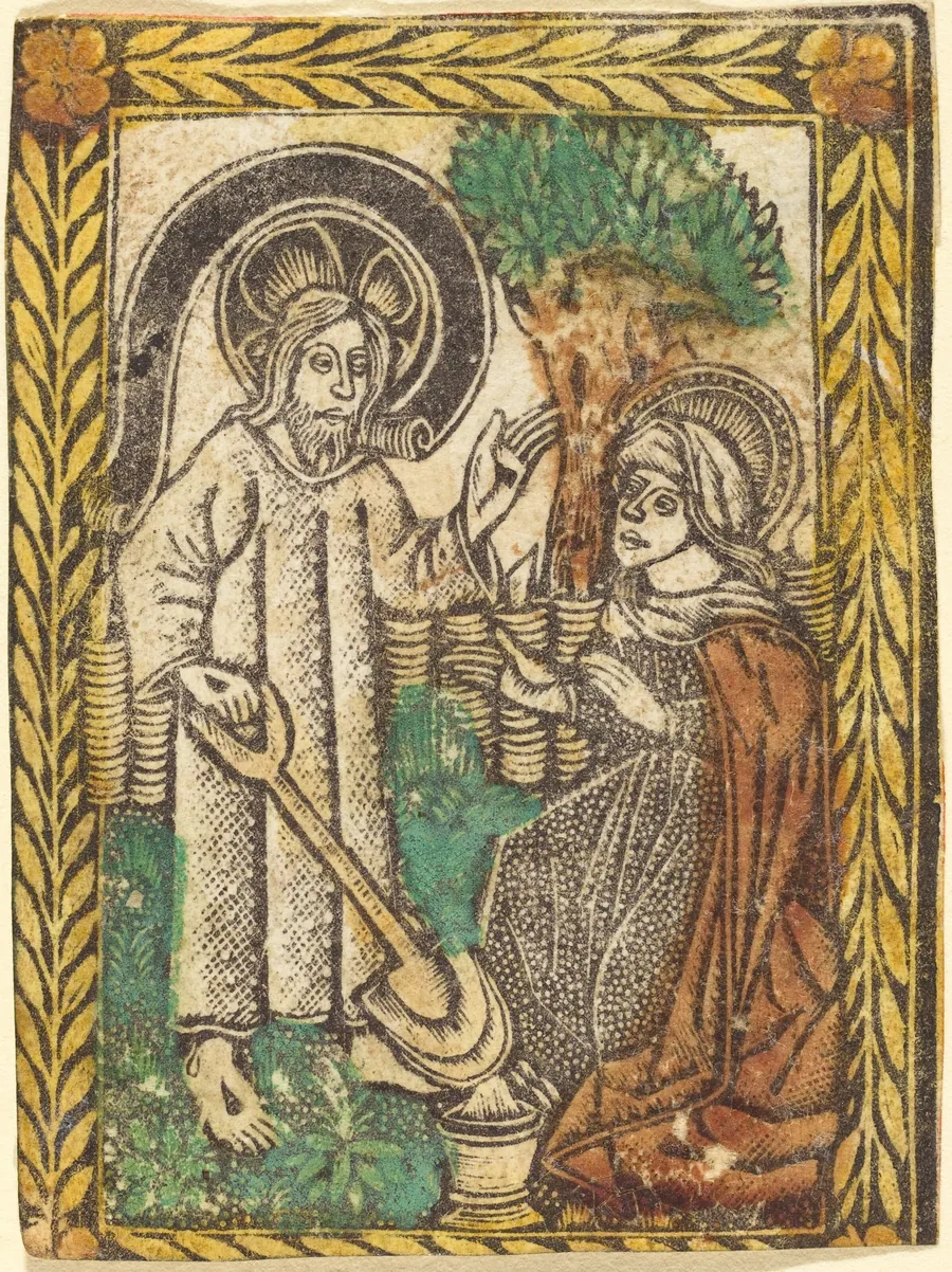 Christ Appearing to the Magdalene as a Gardner by German 15th Century