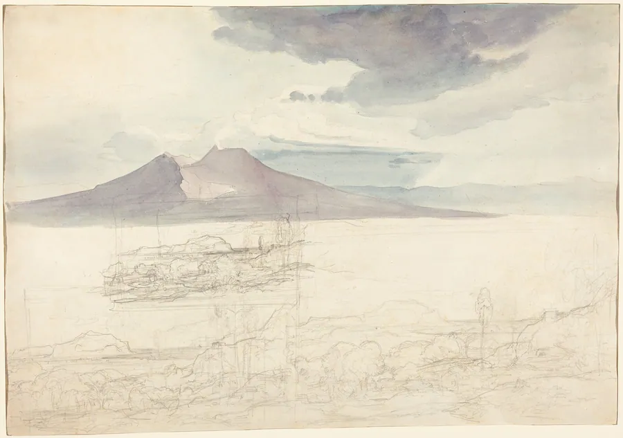 Panoramic Views of Vesuvius and Monte Pellegrino by Carl Rottmann