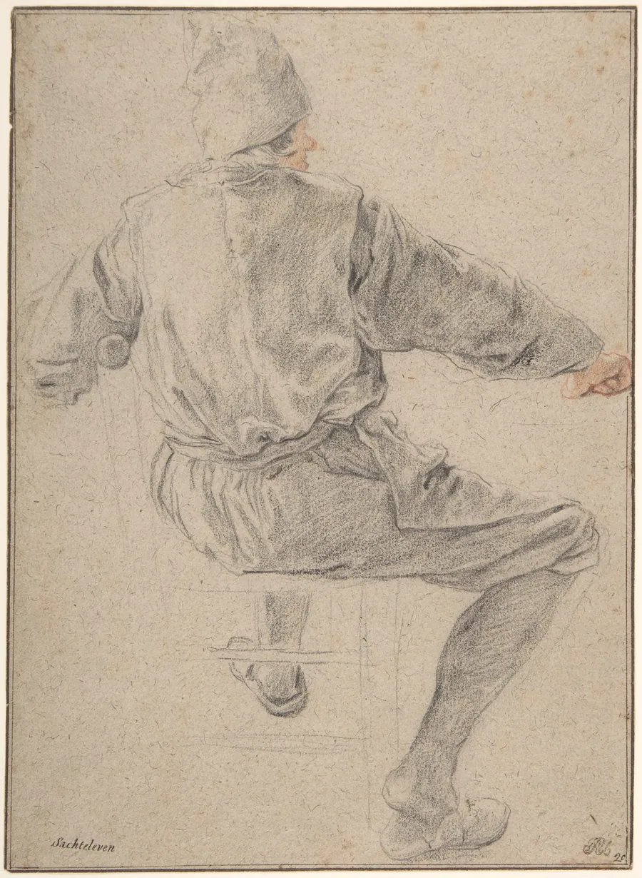 Study of a Seated Peasant by Cornelis Dusart