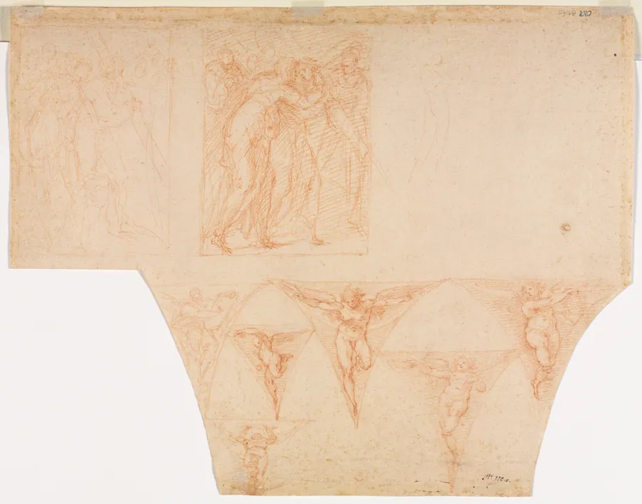 Studies for Christ Meeting His Mother on the Road to Calvary, Studies of an Angel in a Pendentive (verso) by Cristoforo Roncalli