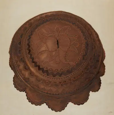 Tooled Leather Cover for Baptismal Font