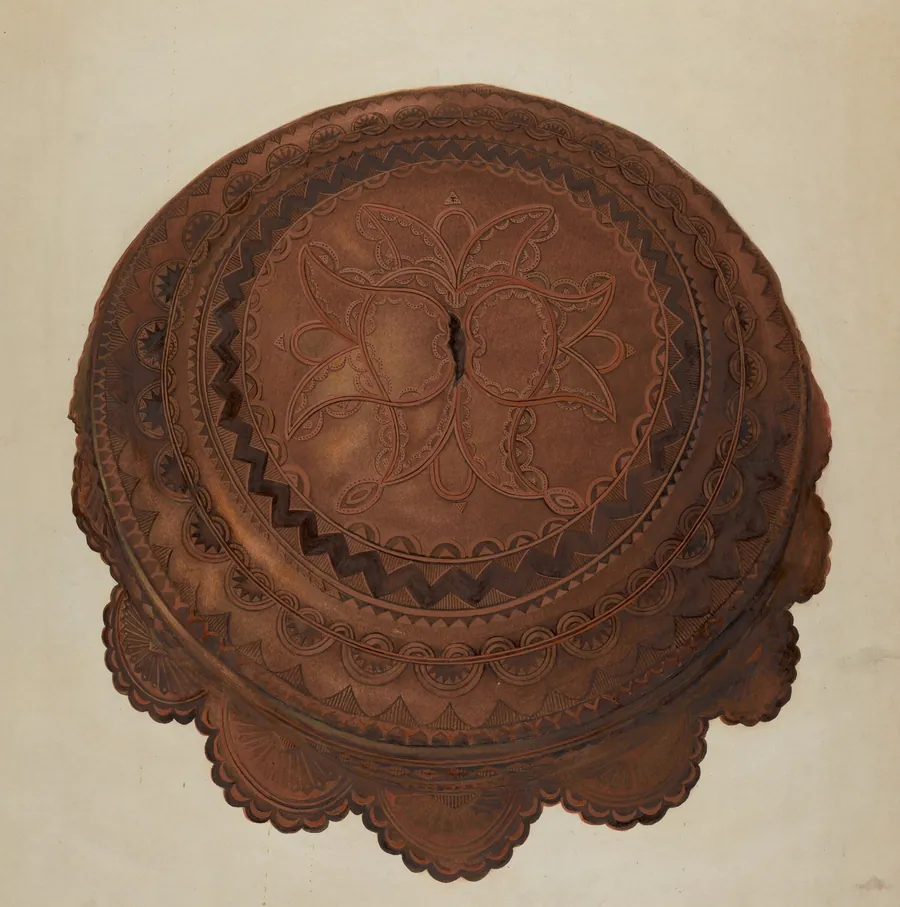 Tooled Leather Cover for Baptismal Font by Gerald Transpota
