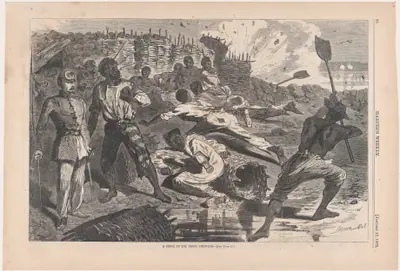 A Shell in Rebel Trenches (from "Harper's Weekly," Vol. VII)