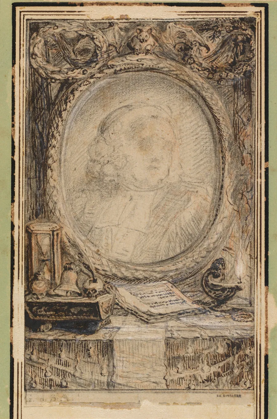 Allegorical Frame with a Bat by Gabriel de Saint-Aubin