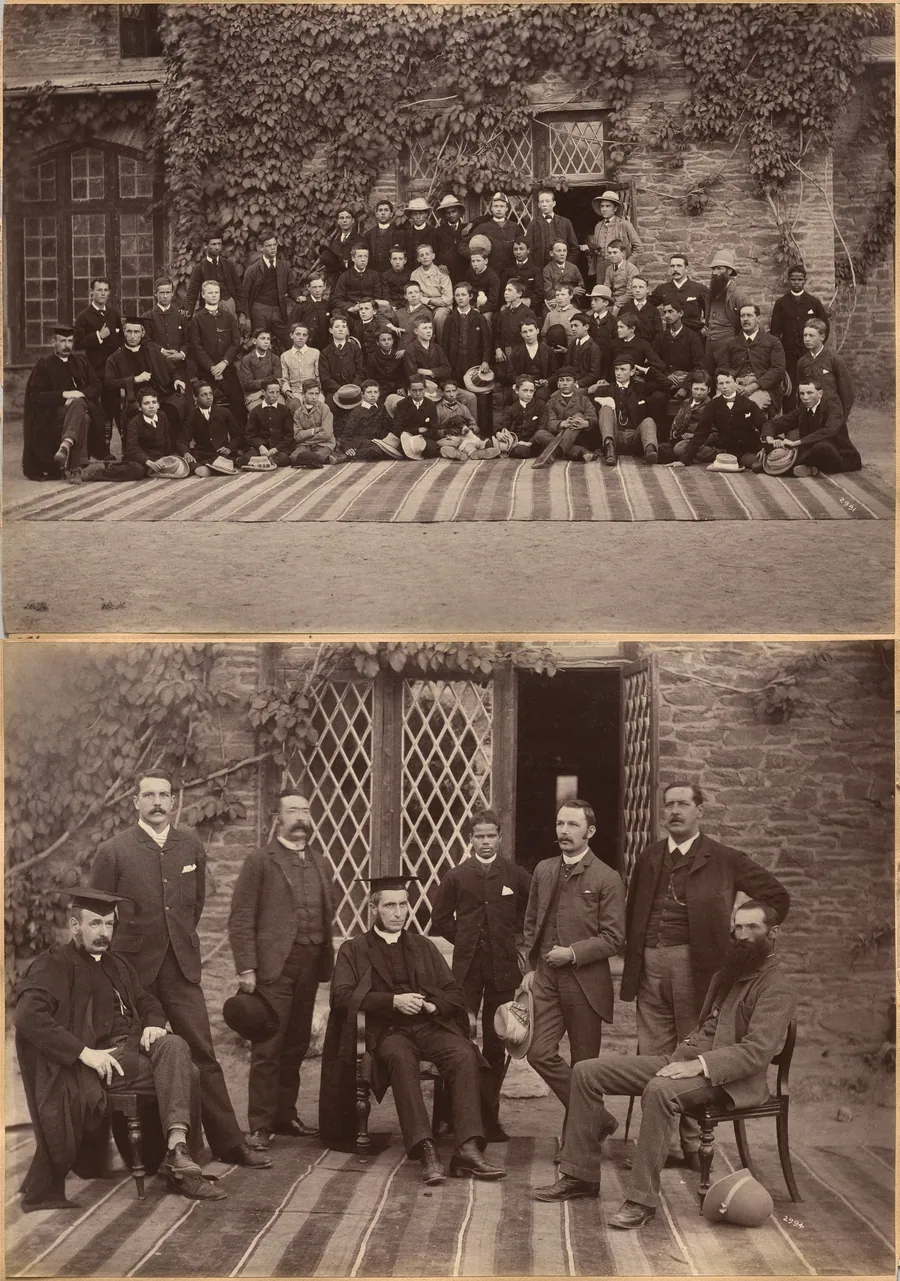 Principal and Teachers of Bishop Cotton School, Shimla (recto); Middle Class Students and Staff, Bishop Cotton School, Shimla (verso) by Raja Deen Dayal