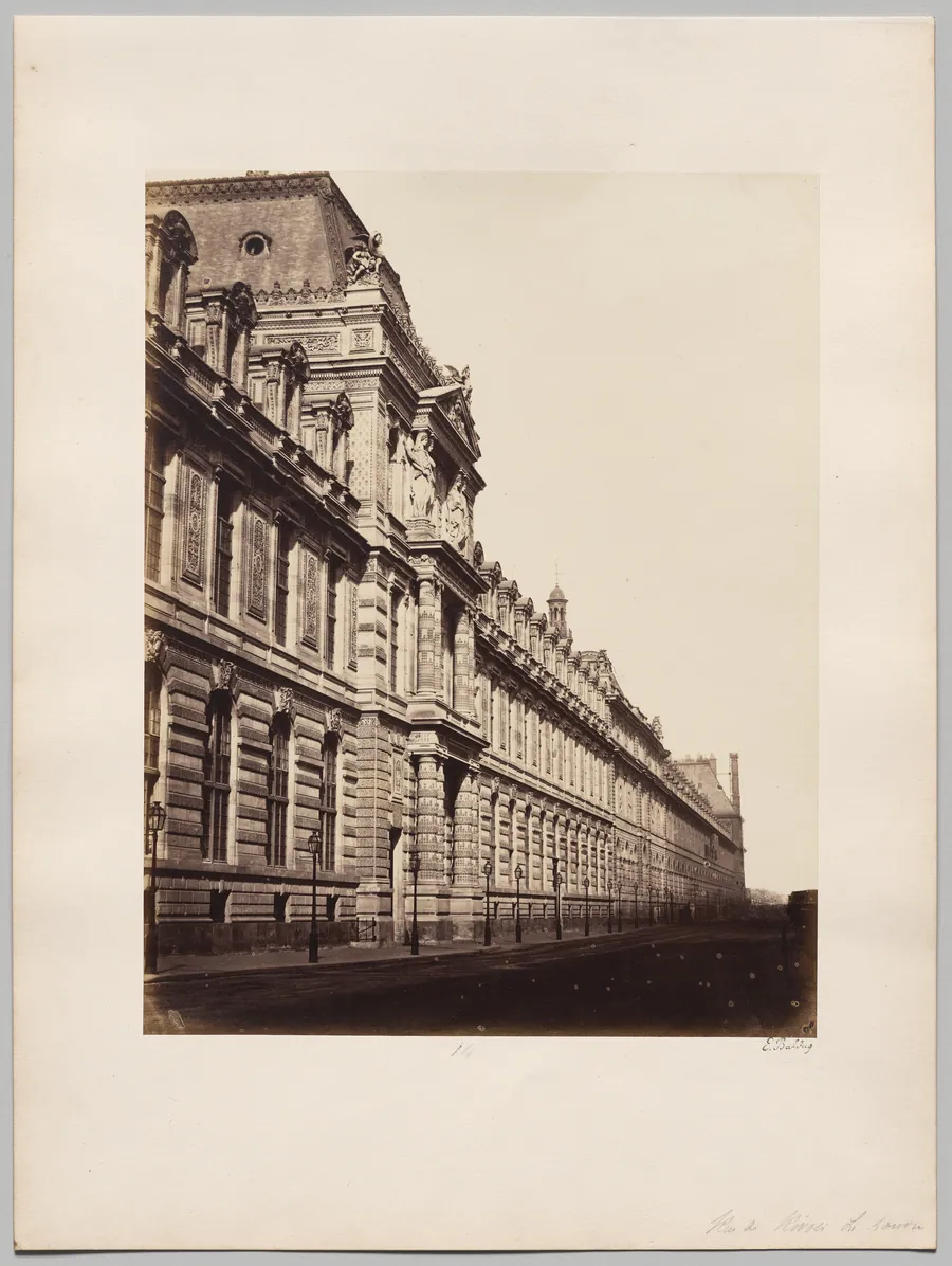 Louvre, Façade rue de Rivoli, Paris by Édouard Baldus