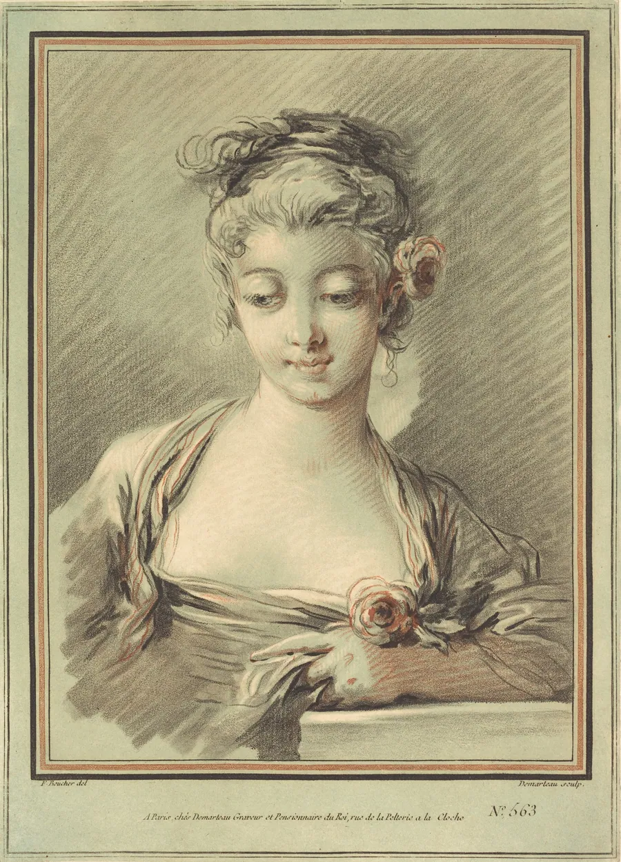 Young Woman with a Rose by Gilles Demarteau the Elder