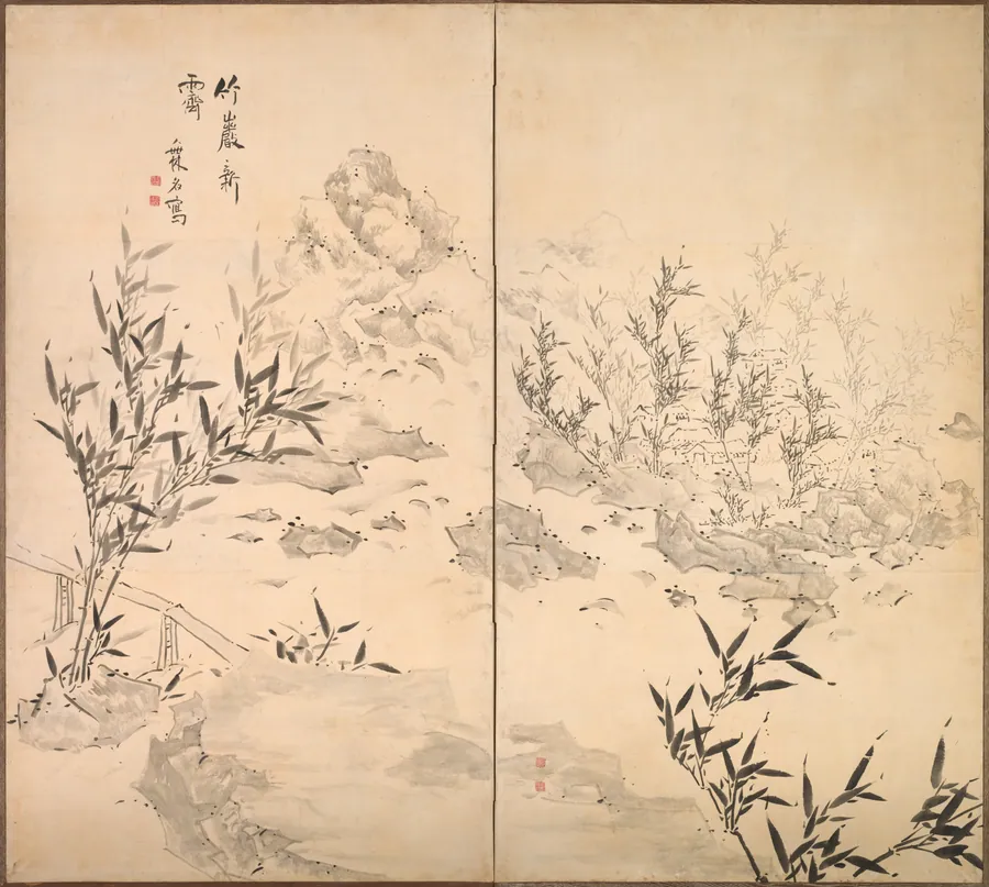 Bamboo and Rocks in Clearing Skies by Ike Taiga