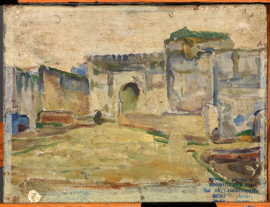 Street Scene, Tangier (Crenelated Architecture) by Henry Ossawa Tanner, born Pittsburgh, PA 1859-died Paris, France 1937