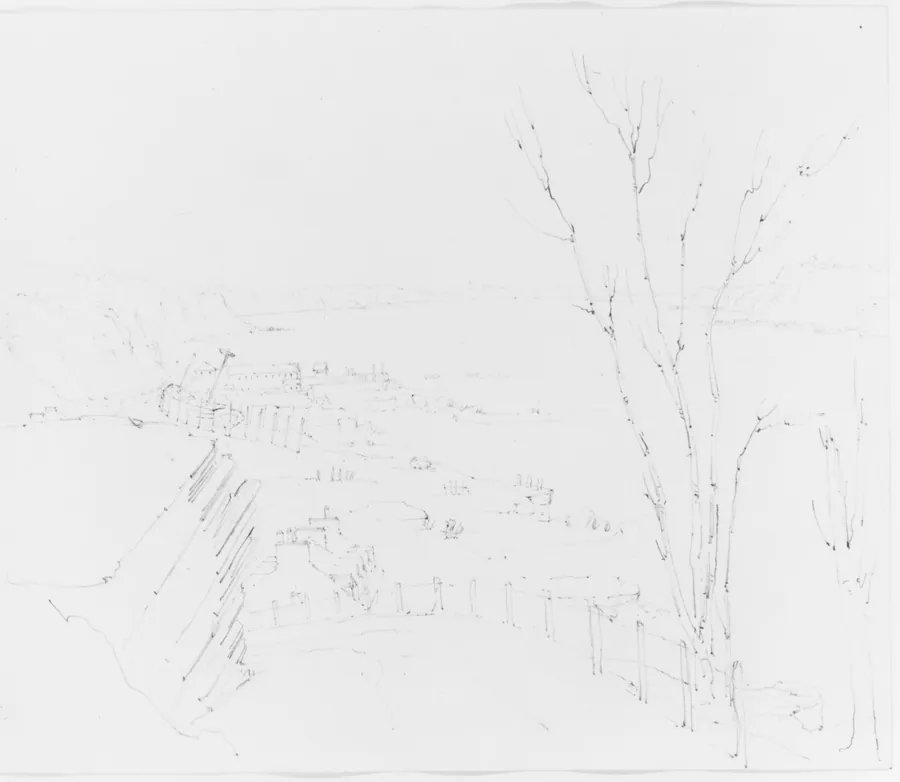 View of Shoreline from Roadway Above (from Sketchbook) by John William Casilear