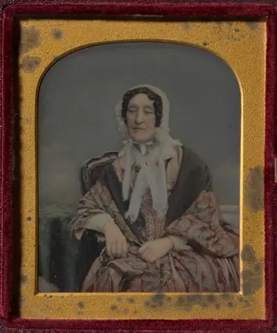 High-born lady in white bonnet