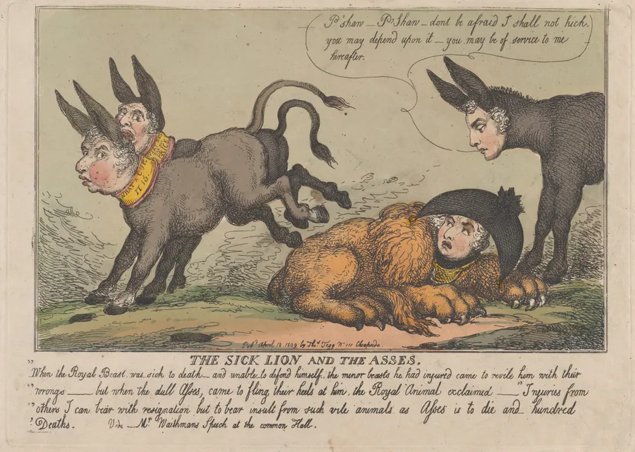 The Sick Lion and The Asses by Thomas Tegg