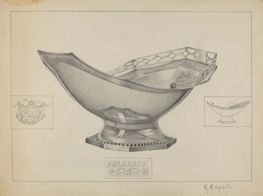 Silver Cake Basket by Giacinto Capelli