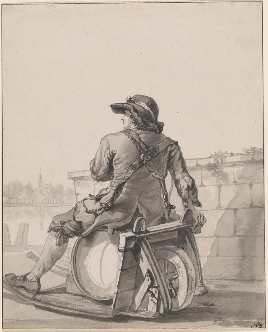 Man Sitting on a Cask on a Wheelbarrow by Jacob van Strij