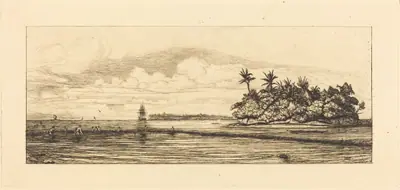 Océanie, ilots à Uvea (Wallis); Peche aux palmes, 1845 (Oceania: Fishing, Near Islands with Palms in the Uea or Wallis Group)