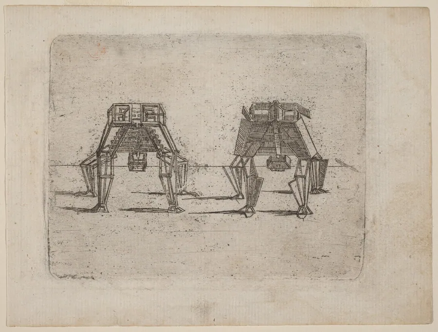 Two Cubic Figures with Their Hands on the Ground by Giovanni Battista Bracelli