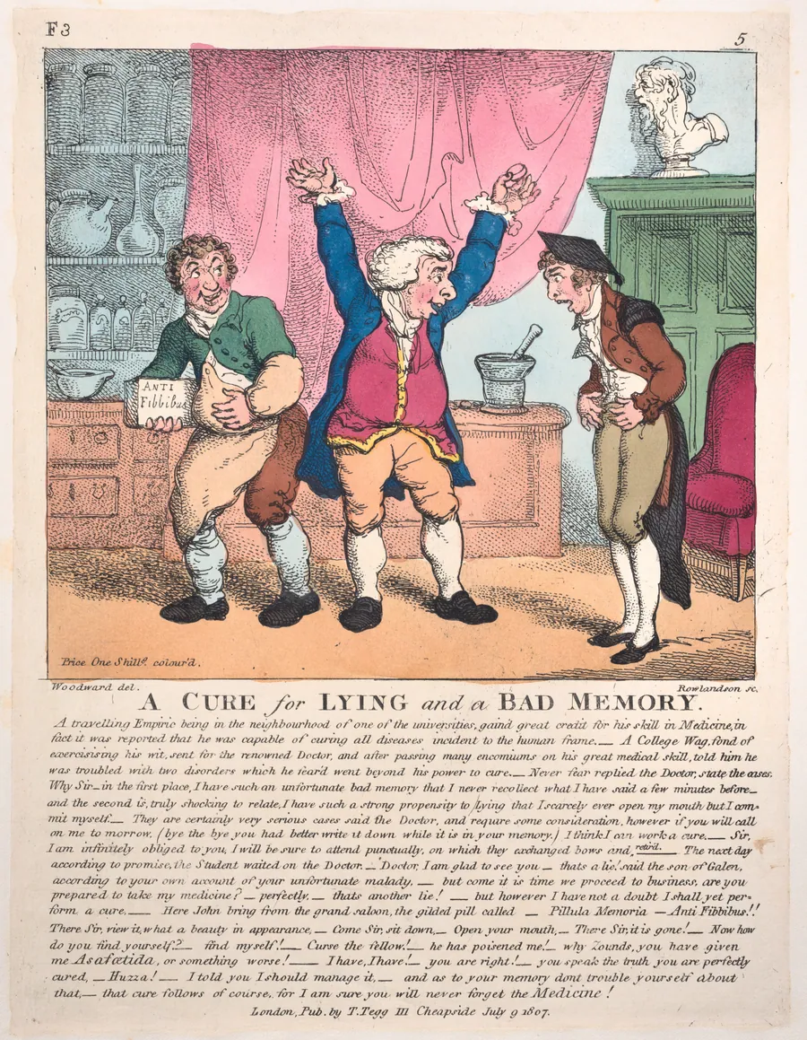 A Cure for Lying and a Bad Memory by Thomas Tegg