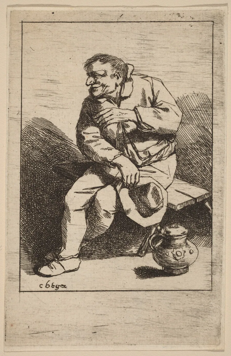 Sitting Man with His Hat in His Right Hand by Cornelis Bega