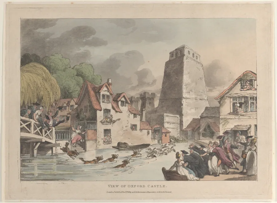 View of Oxford Castle by Rudolph Ackermann, London