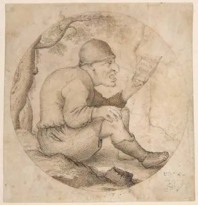 Seated Old Man Facing Right, Singing and Holding Music