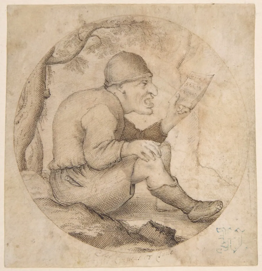 Seated Old Man Facing Right, Singing and Holding Music by Anton Crussens