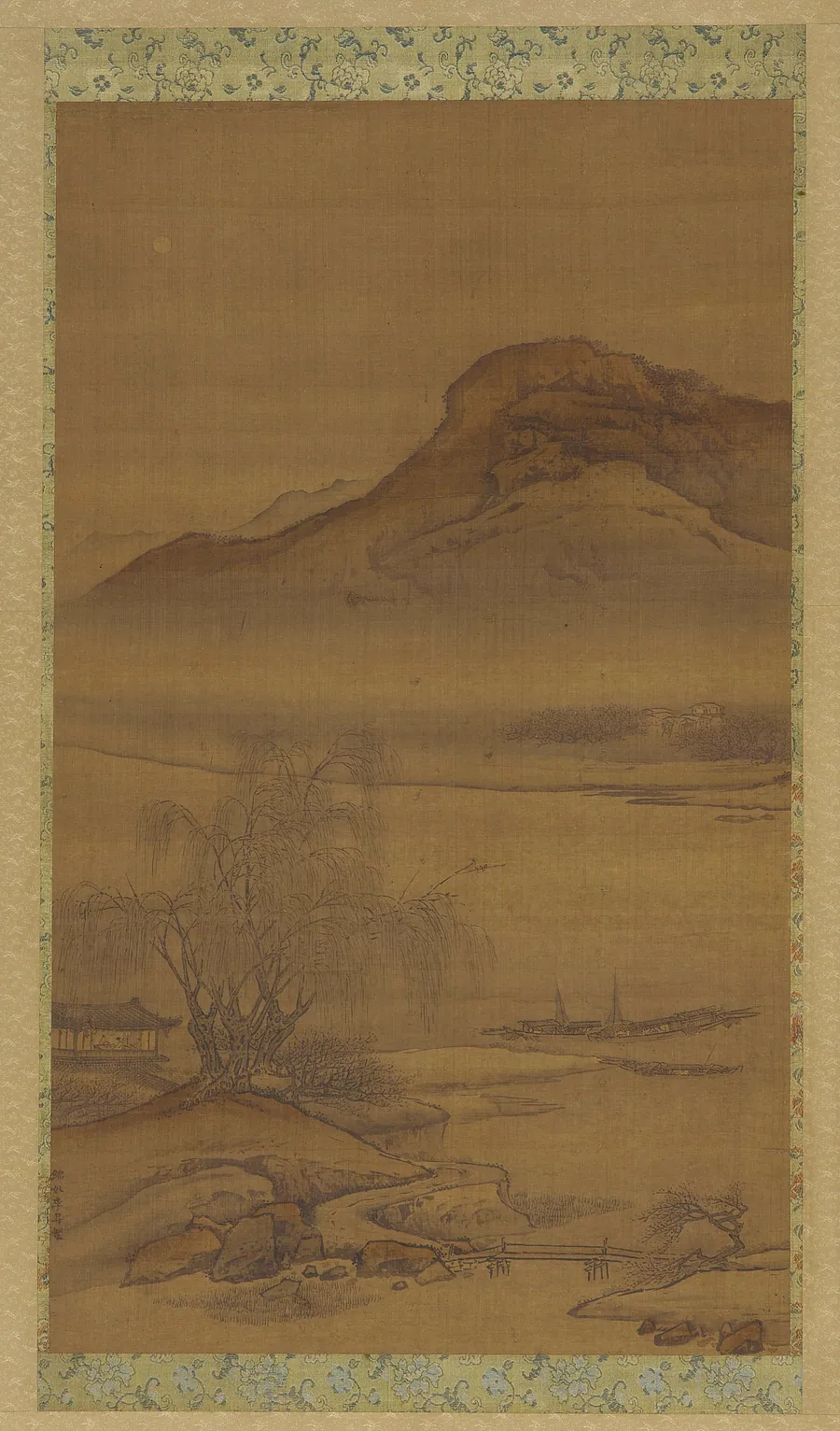 Boats moored on the nighttime river by Style of Yuan Jiang (ca. 1694-1743)