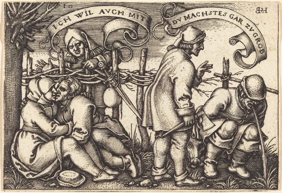 Peasants Behind the Fence by Sebald Beham