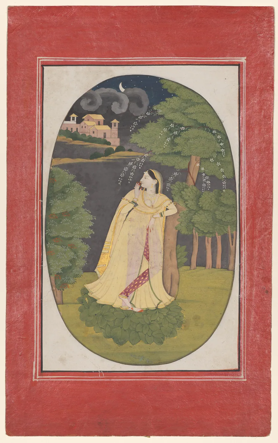 The heroine who waits anxiously for her absent lover (Utka Nayika)