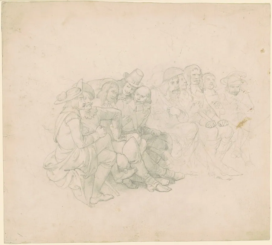 Men in Seventeenth-Century Costumes [recto] by Emanuel Gottlieb Leutze