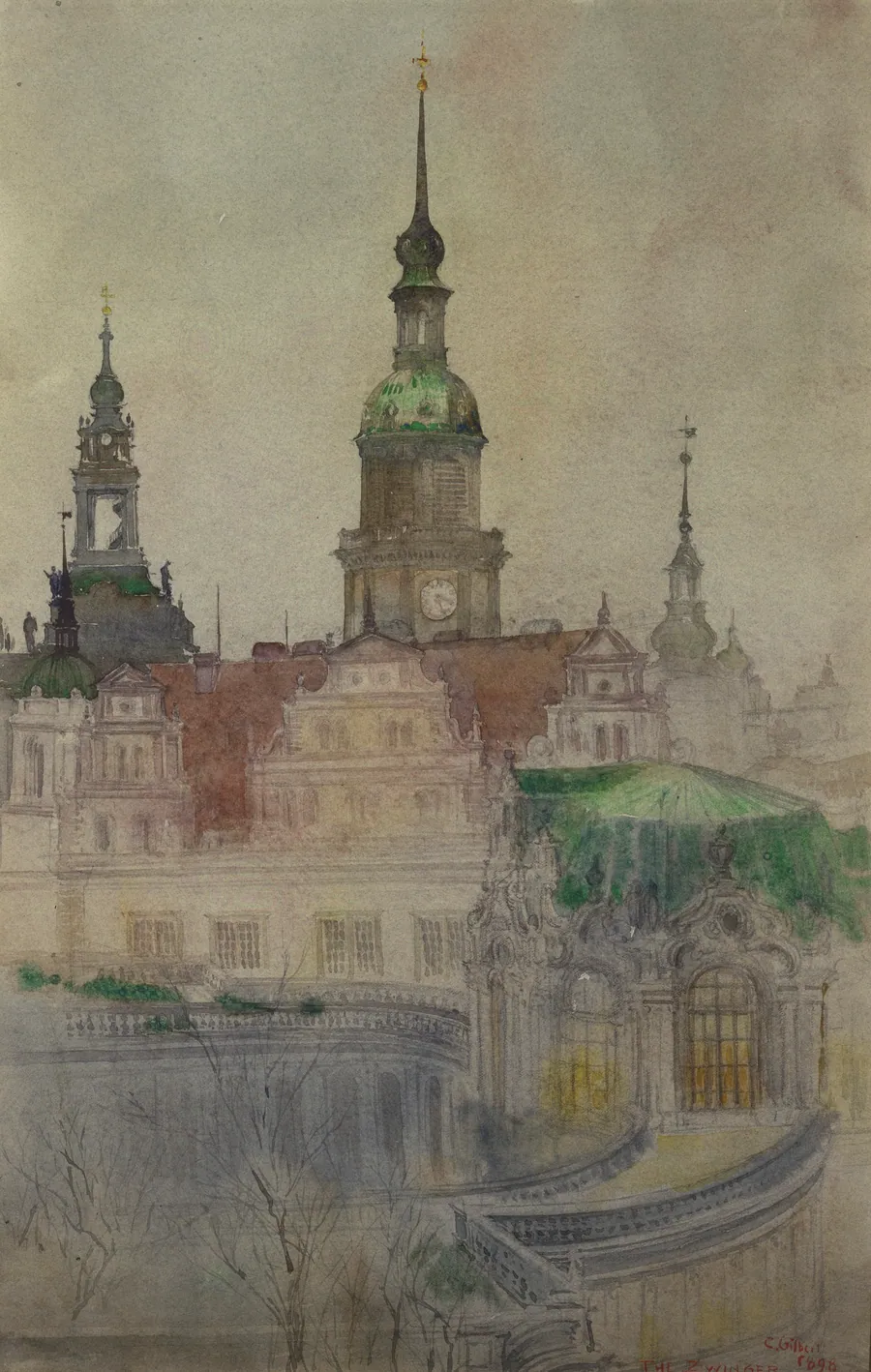 The Zwinger Towers, Dresden by Cass Gilbert, born Zanesville, OH 1858-died Brockenhurst, England 1934
