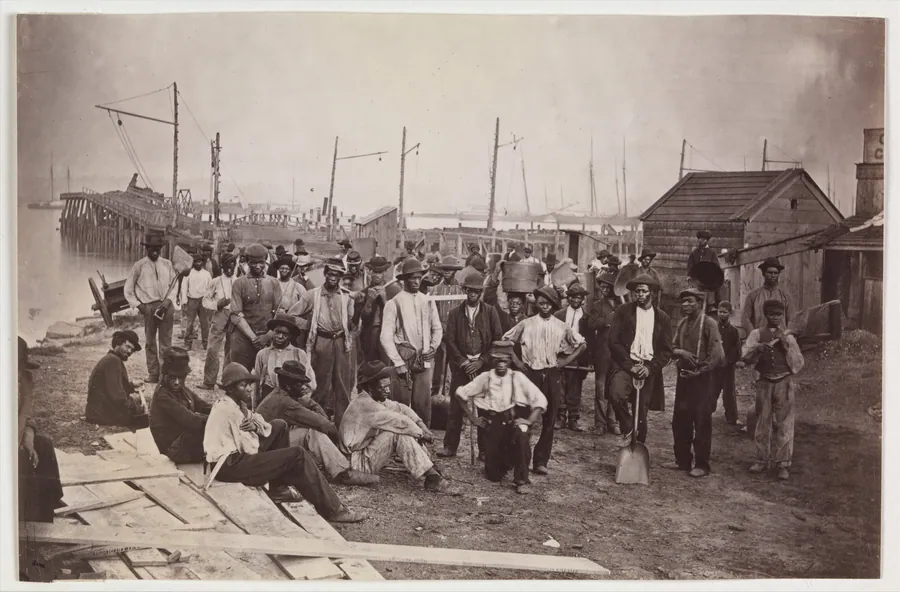 Laborers at Quartermaster's Wharf, Alexandria, Virginia by Mathew B. Brady